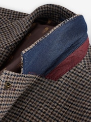 Joules Brown Slim Fit Dogtooth Texture Suit Jacket - Image 8 of 9