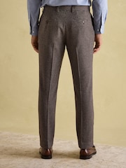 Joules Brown Slim Fit Dogtooth Texture Suit Trousers - Image 2 of 10