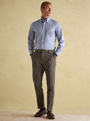 Joules Brown Slim Fit Dogtooth Texture Suit Trousers - Image 3 of 10