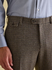 Joules Brown Slim Fit Dogtooth Texture Suit Trousers - Image 4 of 10