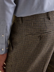 Joules Brown Slim Fit Dogtooth Texture Suit Trousers - Image 5 of 10