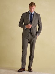Joules Brown Slim Fit Dogtooth Texture Suit Trousers - Image 6 of 10