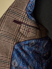 Joules Taupe Brown Slim Fit Check Blazer - Image 11 of 11