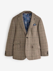 Joules Taupe Brown Slim Fit Check Blazer - Image 6 of 11