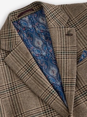 Joules Taupe Brown Slim Fit Check Blazer - Image 7 of 11