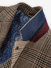 Joules Taupe Brown Slim Fit Check Blazer - Image 8 of 11