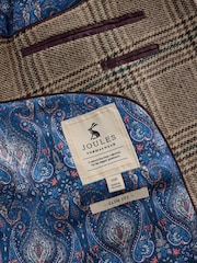 Joules Taupe Brown Slim Fit Check Blazer - Image 9 of 11