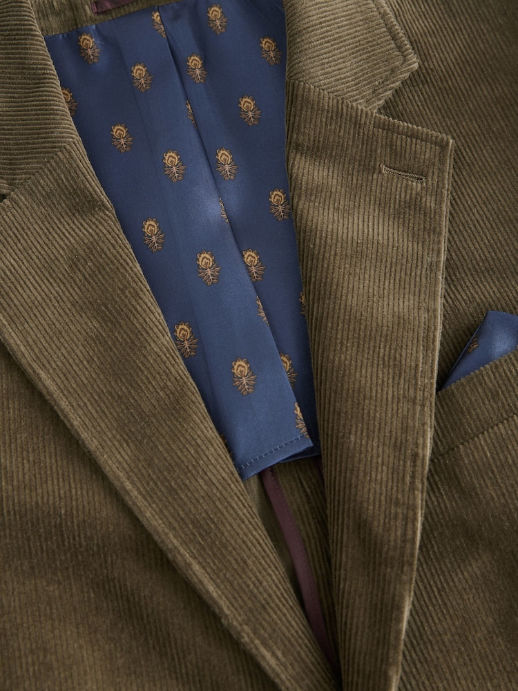 Joules Green Corduroy Slim Fit Suit Jacket - Image 8 of 8