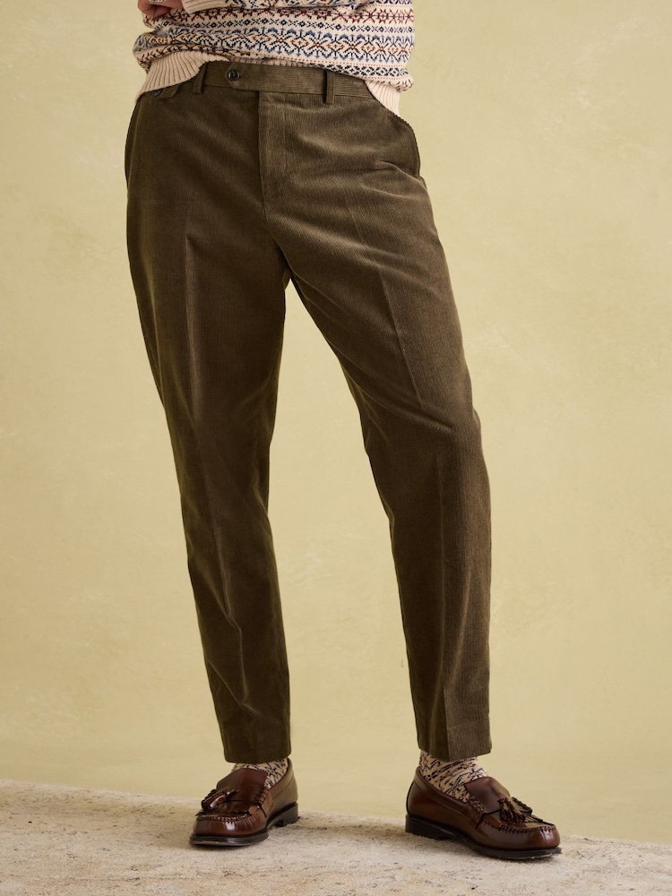 Joules Green Corduroy Slim Fit Suit Trousers - Image 1 of 9