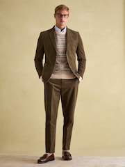 Joules Green Corduroy Slim Fit Suit Trousers - Image 2 of 9