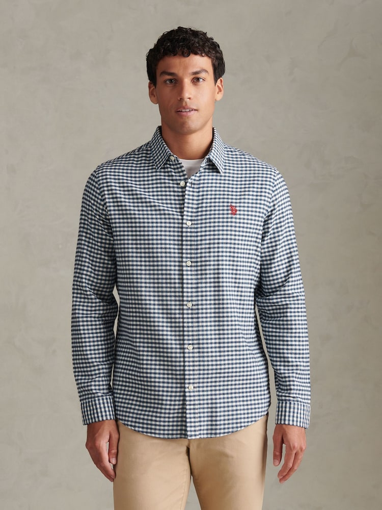 Blå - U.S. Polo Assn Textured Weave Gingham Shirt - Bilde 1 av 9