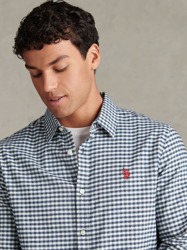 Blå - U.S. Polo Assn Textured Weave Gingham Shirt - Bilde 2 av 9