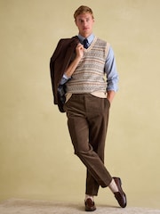 Joules Rust Brown Slim Fit Herringbone Blazer - Image 2 of 8