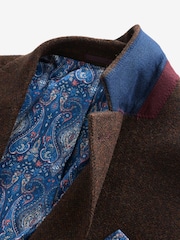 Joules Rust Brown Slim Fit Herringbone Blazer - Image 5 of 8