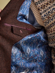 Joules Rust Brown Slim Fit Herringbone Blazer - Image 6 of 8