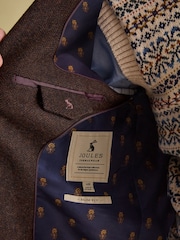Joules Rust Brown Slim Fit Herringbone Blazer - Image 7 of 8