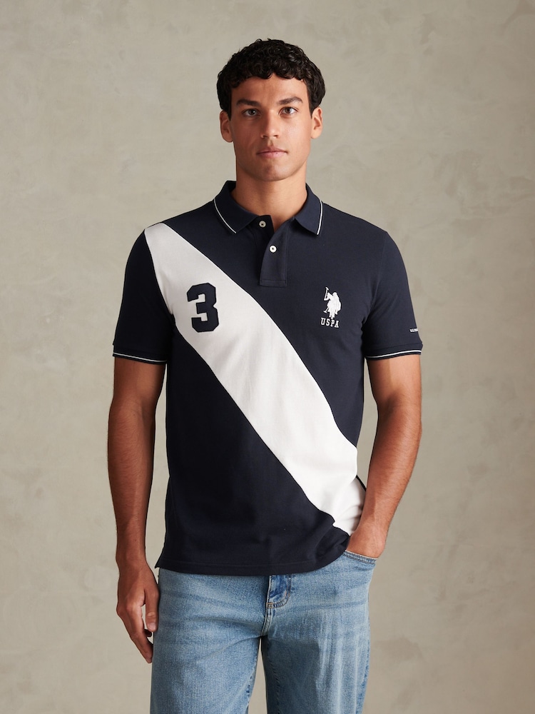 U.S. Polo Assn. Navy Blue Sash Colour Block Pique Polo Shirt - Image 1 of 9 U.S. Polo Assn. Navy Blue Sash Colour Block Pique Polo Shirt - Image 1 of 9