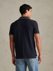 U.S. Polo Assn. Navy Blue Sash Colour Block Pique Polo Shirt - Image 4 of 9
