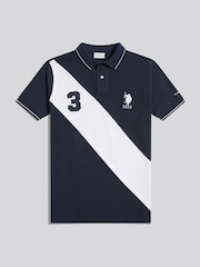 U.S. Polo Assn. Navy Blue Sash Colour Block Pique Polo Shirt - Image 5 of 9