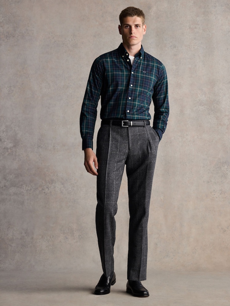 Barbour® Grey Slim Fit Check Suit Trousers - Image 1 of 9