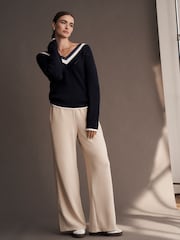 Neutral Soft Jersey Popper Side Trousers - Image 1 of 6