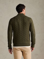 U.S. Polo Assn Green Cable Knit Quarter-Zip Funnel Neck Jumper - Image 4 of 4