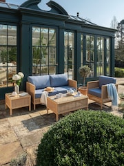 Laura Ashley Denim Garden Vilamoura Rattan Lounging Sofa Set with Seat Cushions - Image 1 of 4