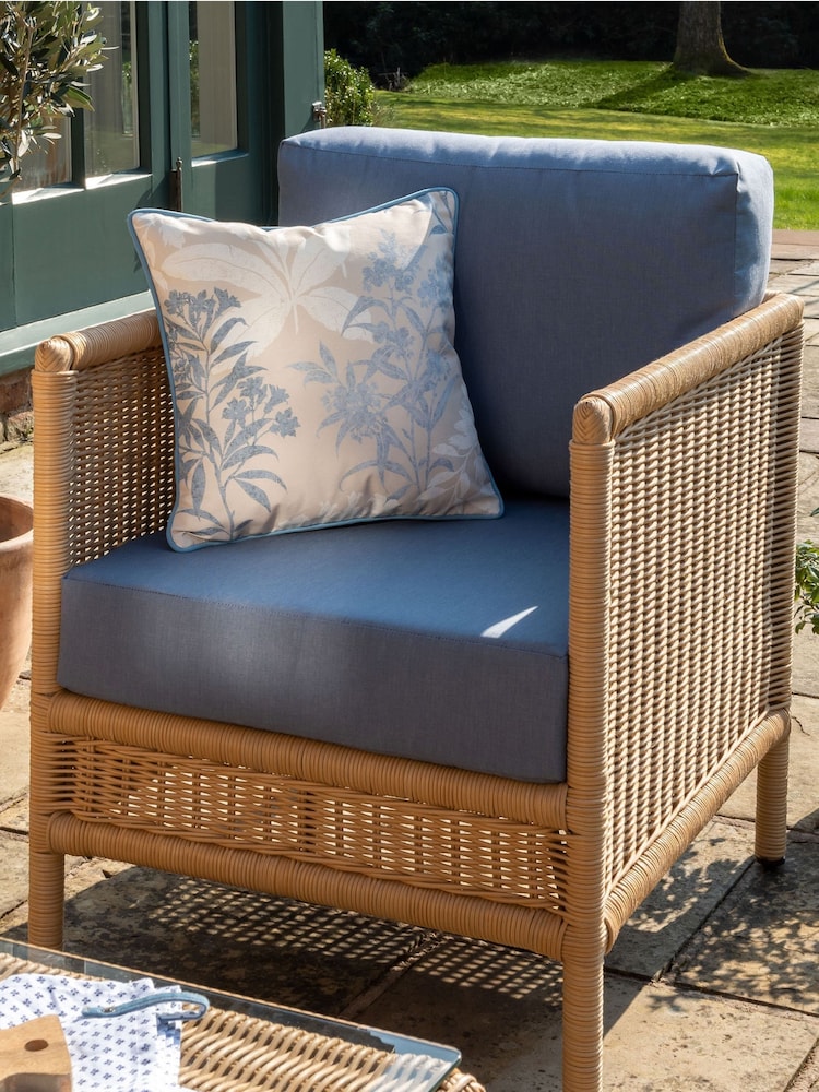Laura Ashley Denim Garden Vilamoura Rattan Lounging Sofa Set with Seat Cushions - Image 2 of 4