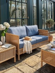 Laura Ashley Denim Garden Vilamoura Rattan Lounging Sofa Set with Seat Cushions - Image 3 of 4