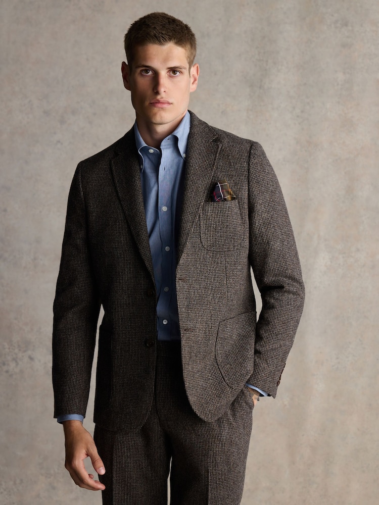 Barbour® Brown Slim Fit Textured Suit Jacket - Image 1 of 13