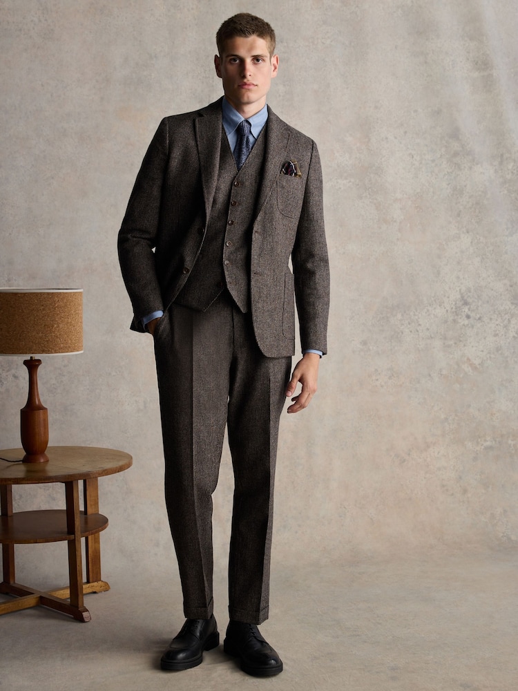 Barbour® Brown Slim Fit Textured Suit Jacket - Image 2 of 13