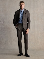 Barbour® Brown Slim Fit Textured Suit Jacket - Image 3 of 13