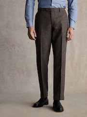 Barbour® Brown Slim Fit Textured Suit Trousers - Image 1 of 8