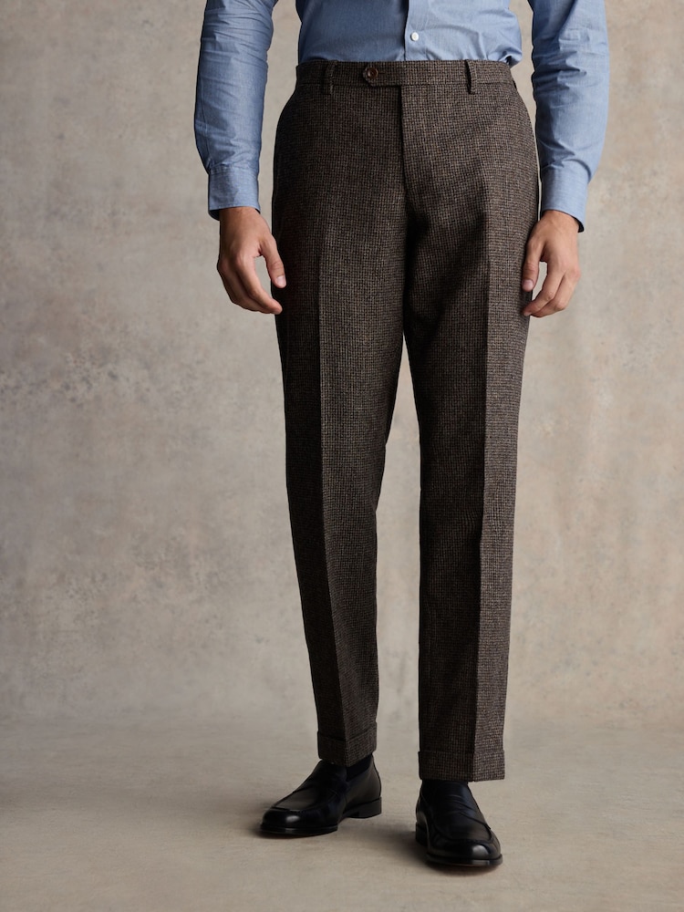 Barbour® Brown Slim Fit Textured Suit Trousers - Image 1 of 8