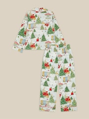 Monsoon Cream Christmas Tree Long Pyjamas Set - Image 2 of 6