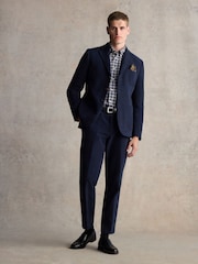 Barbour® Navy Slim Fit 100% Cotton Moleskin Suit Jacket - Image 2 of 12