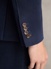 Barbour® Navy Slim Fit 100% Cotton Moleskin Suit Jacket - Image 4 of 12