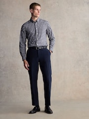 Navy Blue Barbour® Slim Fit Moleskin 100% Cotton Suit Trousers - Image 1 of 8