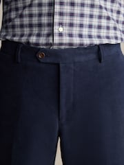 Navy Blue Barbour® Slim Fit Moleskin 100% Cotton Suit Trousers - Image 4 of 8