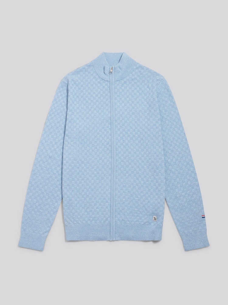 Μπλε - U.S. Polo Assn Smart Checkerboard Zip Through Funnel Jumper - Εικόνα 1 από 3 Μπλε - U.S. Polo Assn Smart Checkerboard Zip Through Funnel Jumper - Εικόνα 1 από 3
