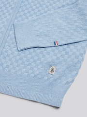 Μπλε - U.S. Polo Assn Smart Checkerboard Zip Through Funnel Jumper - Εικόνα 2 από 3
