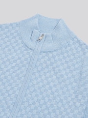 Μπλε - U.S. Polo Assn Smart Checkerboard Zip Through Funnel Jumper - Εικόνα 3 από 3