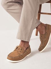 Tan Brown Leather Boat Shoes - Image 1 of 7