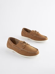 Tan Brown Leather Boat Shoes - Image 2 of 7