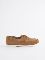 Tan Brown Leather Boat Shoes - Image 3 of 7
