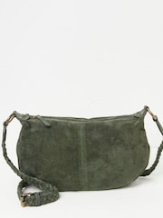 FatFace Green Sadie Scoop Crescent Suede Bag - Image 1 of 4