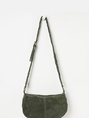 FatFace Green Sadie Scoop Crescent Suede Bag - Image 2 of 4