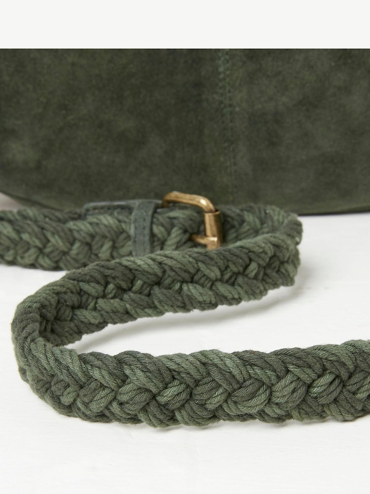 FatFace Green Sadie Scoop Crescent Suede Bag - Image 4 of 4