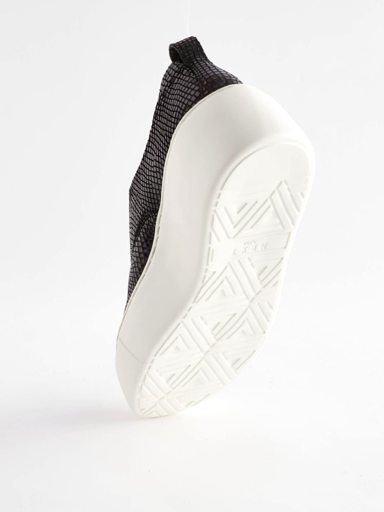Black Snake Slip On Signature Forever Comfort® Leather Chunky Wedge Platform Trainers - Image 4 of 8