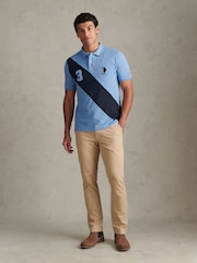 U.S. Polo Assn. Blue Sash Colour Block Pique Polo Shirt - Image 3 of 10